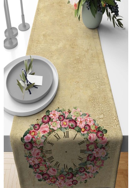Masa Örtüsü Runner Elit Tay Tüyü Dokuma Leke Tutmaz Kumaş Çiçek Zamanı 40X140 Cm RNR340