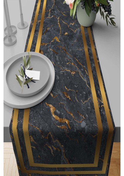 Masa Örtüsü Leke Tutmaz Elit Tay Tüyü Dokuma Kumaş Runner Klasik Çerçeveli 40X140 Cm RNR323