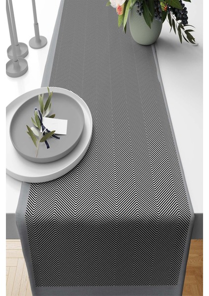 Masa Örtüsü Runner Dokuma Leke Tutmaz Elit Tay Tüyü Kumaş Ince Çizgili 40X140 Cm RNR351