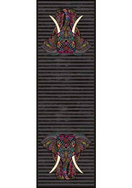 Siyah Runner Fil Desenli Tay Tüyü Dokuma Elit Leke Tutmaz Kumaş Masa Örtüsü 40X140 Cm RNR359 fiyatları