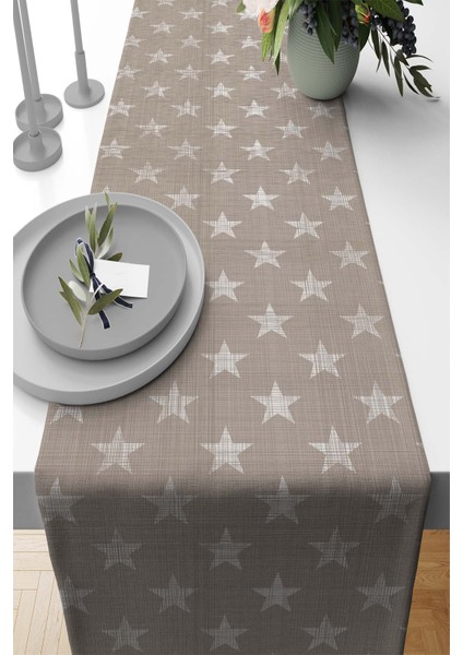 Runner Dokuma Leke Tutmaz Elit Tay Tüyü Kumaş Masa Örtüsü Star 40X140 Cm RNR372