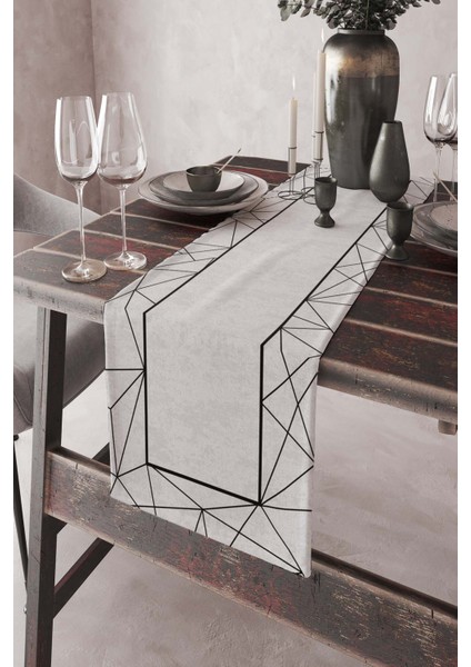 Elit Tay Tüyü Dokuma Leke Tutmaz Kumaş Masa Örtüsü Prizma Runner 40X140 Cm RNR374