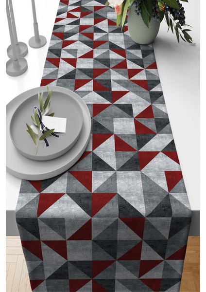 Geometrik Tay Tüyü Dokuma Elit Leke Tutmaz Kumaş Masa Örtüsü Runner 40X140 Cm RNR383