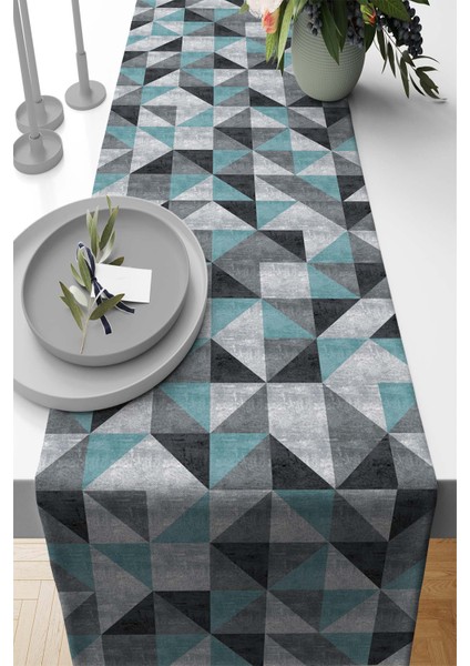 Geometrik Tay Tüyü Dokuma Elit Leke Tutmaz Kumaş Masa Örtüsü Runner 40X140 Cm RNR379