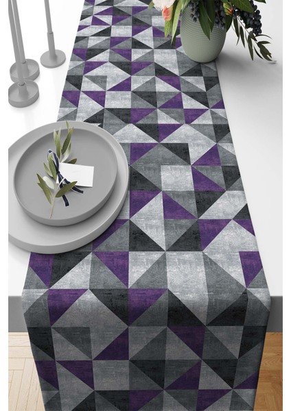 Masa Örtüsü Leke Tutmaz Elit Tay Tüyü Dokuma Kumaş Runner Geometrik 40X140 Cm RNR381
