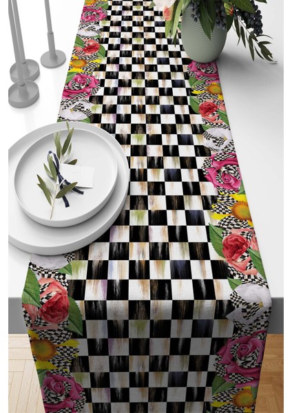 Elit Tay Tüyü Dokuma Leke Tutmaz Kumaş Masa Örtüsü Runner Mackenzie Renkli 40X140 Cm RNR418