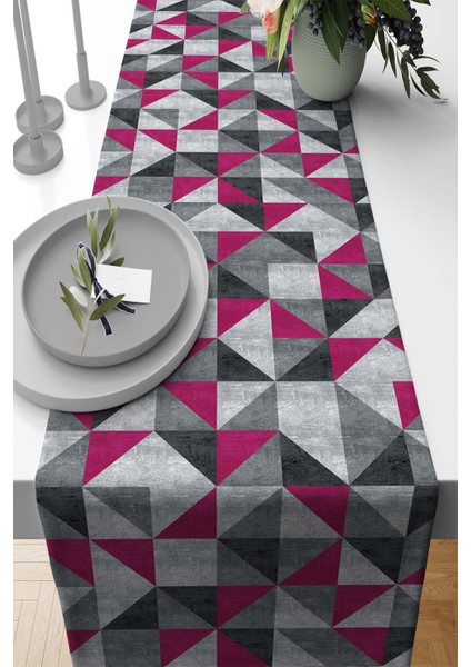 Runner Dokuma Leke Tutmaz Elit Tay Tüyü Kumaş Masa Örtüsü Geometrik 40X140 Cm RNR384