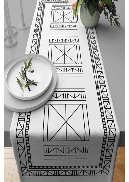 Leke Tutmaz Elit Tay Tüyü Dokuma Kumaş Masa Örtüsü Runner Etnik Desen 40X140 Cm RNR432