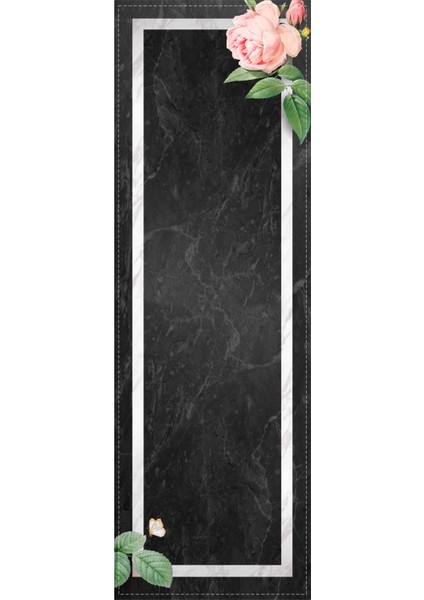 Masa Örtüsü Runner Elit Tay Tüyü Dokuma Leke Tutmaz Kumaş Çerçeveli Gül 40X140 Cm RNR458