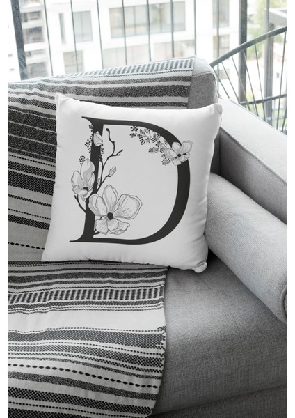 43X43 Cm Dekoratif Çift Taraflı Tay Tüyü Döşemelik Premium Kumaş D Harfli Yastık Kılıfı KRL504 fırsatları
