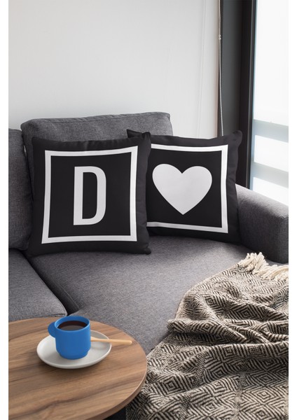 43X43 Cm Siyah Döşemelik Tay Tüyü Premium Kumaş Dekoratif Çift Taraflı E Harfli Kırlent Kılıfı KRL597 fırsatları