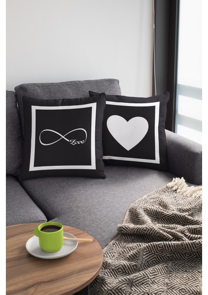 43X43 Cm Siyah Dekoratif Çift Taraflı Tay Tüyü Döşemelik Premium Kumaş Love Yastık Kılıfı KRL874 fırsatları