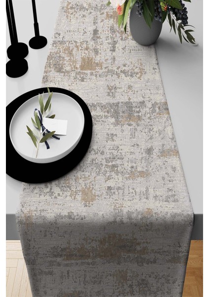 Elit Tay Tüyü Dokuma Leke Tutmaz Kumaş Masa Örtüsü Runner Vintage Sade 40X140 Cm RNR128