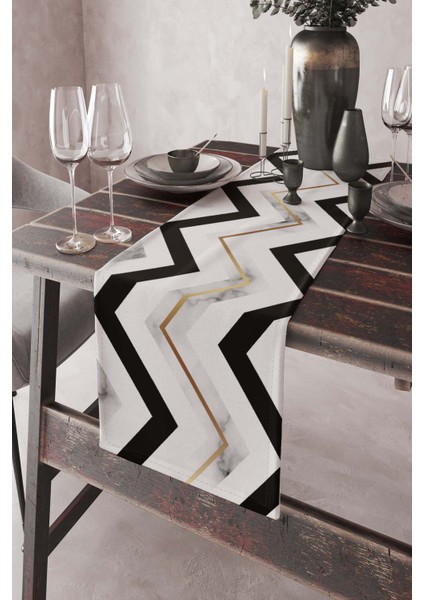 Elit Tay Tüyü Dokuma Leke Tutmaz Kumaş Masa Örtüsü Mermer Desen Runner 40X140 Cm RNR156