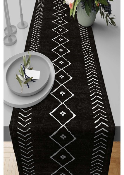 Leke Tutmaz Elit Tay Tüyü Dokuma Kumaş Masa Örtüsü Runner Moroccan 40X140 Cm RNR195