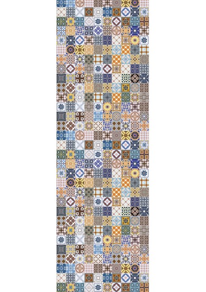 Tay Tüyü Dokuma Elit Leke Tutmaz Kumaş Masa Örtüsü Çini Desen Runner 40X140 Cm RNR198