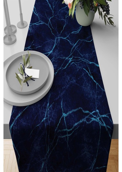 Masa Örtüsü Leke Tutmaz Elit Tay Tüyü Dokuma Kumaş Runner Mermer Desen 40X140 Cm RNR263