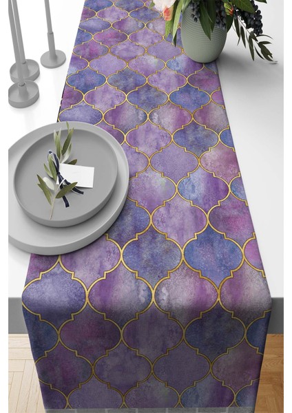 Elit Tay Tüyü Dokuma Leke Tutmaz Kumaş Masa Örtüsü Runner Fas 40X140 Cm RNR273