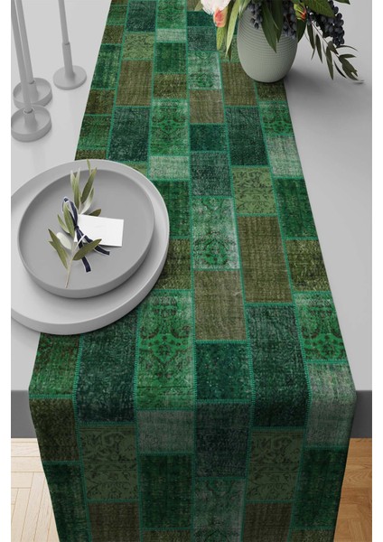 Leke Tutmaz Elit Tay Tüyü Dokuma Kumaş Masa Örtüsü Runner Patchwork 40X140 Cm RNR295