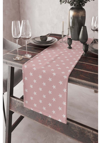 Runner Dokuma Leke Tutmaz Elit Tay Tüyü Kumaş Masa Örtüsü Yıldızlı 40X140 Cm RNR310