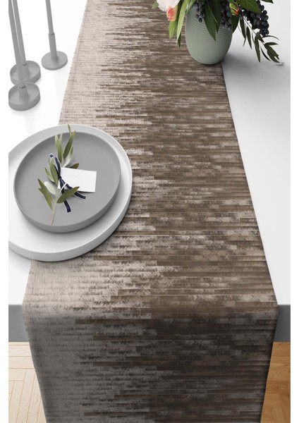 Elit Tay Tüyü Dokuma Leke Tutmaz Kumaş Masa Örtüsü Runner Deri Dokulu 40X140 Cm RNR348