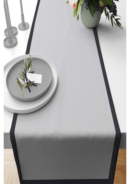 Tay Tüyü Dokuma Elit Leke Tutmaz Kumaş Runner Masa Örtüsü Ince Çizgili 40X140 Cm RNR350