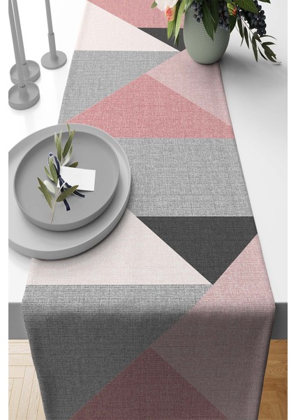 Geometrik Tay Tüyü Dokuma Elit Leke Tutmaz Kumaş Masa Örtüsü Runner 40X140 Cm RNR390
