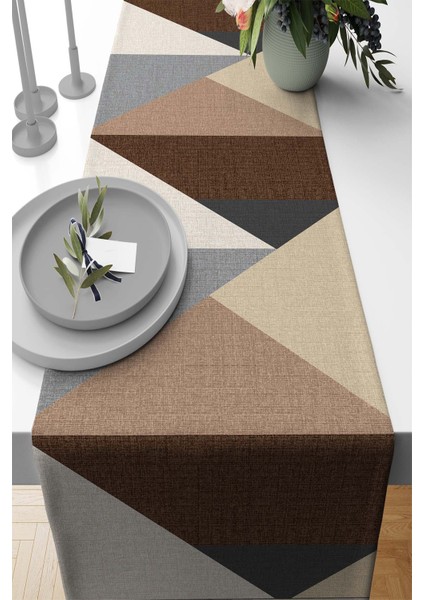 Elit Tay Tüyü Dokuma Leke Tutmaz Kumaş Masa Örtüsü Geometrik Runner 40X140 Cm RNR391