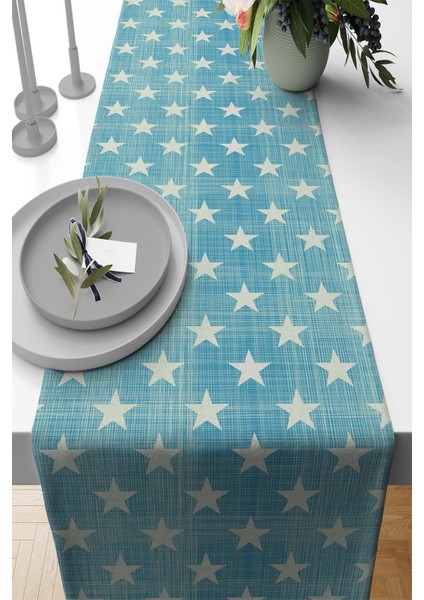 Masa Örtüsü Leke Tutmaz Elit Tay Tüyü Dokuma Kumaş Runner Star 40X140 Cm RNR403
