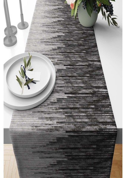 Deri Desen Tay Tüyü Dokuma Elit Leke Tutmaz Kumaş Masa Örtüsü Runner 40X140 Cm RNR417