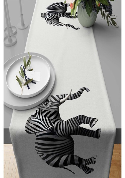 Elit Tay Tüyü Dokuma Leke Tutmaz Kumaş Masa Örtüsü Filli Runner 40X140 Cm RNR446