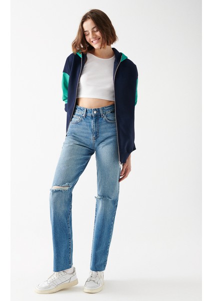 Kadın Barcelona Mavi Yırtıklı Icon Street Jean Pantolon 101047-82121