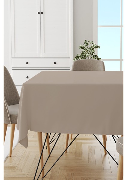 Bej Sade Masa Örtüsü Tay Tüyü Kadife Leke Tutmaz Yıkanabilir Dokuma Kumaş Düz Tek Renk MSO027