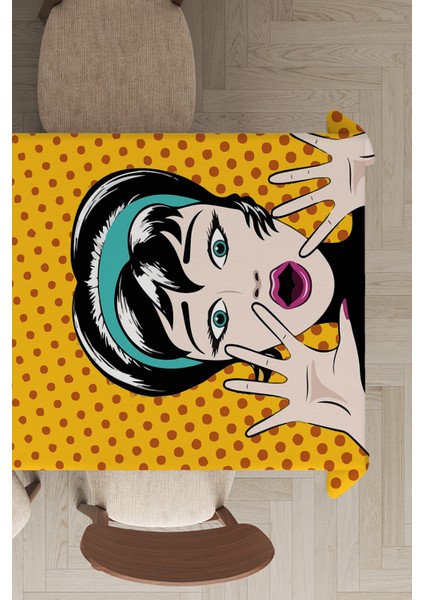 Leke Tutmayan Dokuma Elit Yıkanır Leke Tutmayan Kumaş Pop Art Masa Örtüsü MSO069