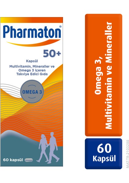 50 Plus 60 Kapsül - Omega 3, Multivitamin ve Mineraller