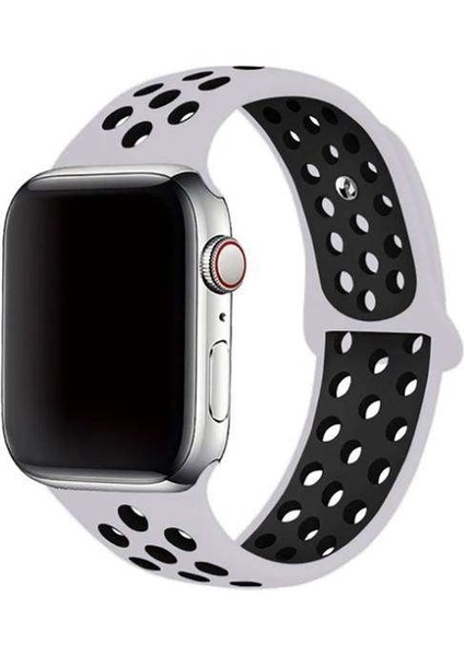 Apple Watch Nike 3 42MM Uyumlu Kordon Rex Antialerjik Spor Saat Kordonu 42/DISK02--GRI-SIYAH