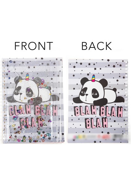 A5 Boy Simli ve Sulu Şeffaf Kalemlikli Defter Panda indirimleri