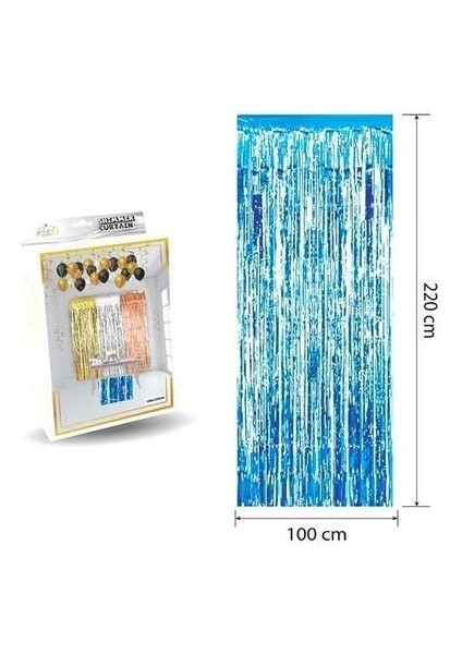 Püskül Kapı Perdesi Mavi 100*220 cm