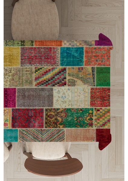Leke Tutmayan Dokuma Elit Yıkanır Kumaş Patchwork Kırk Yama Leke Tutmayan Masa Örtüsü MSO291