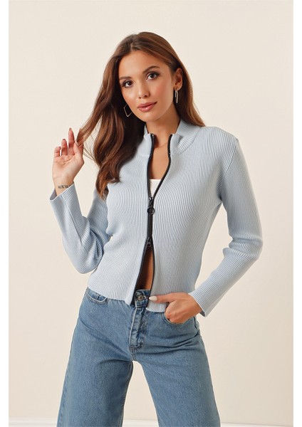 Boğazlı Fitilli Çift Yönlü Açılır Fermuarlı Kazak fiyatları