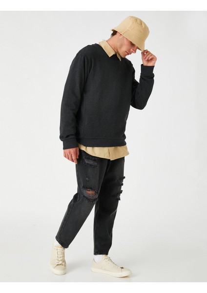 Basic Sweatshirt Bisiklet Yaka