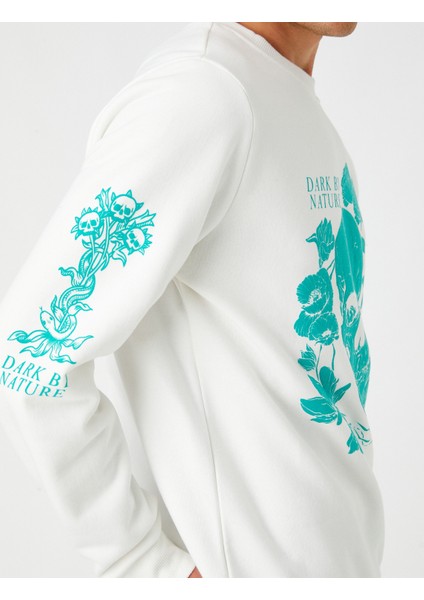 Kuru Kafa Baskılı Sweatshirt Şardonlu Bisiklet Yaka indirimleri