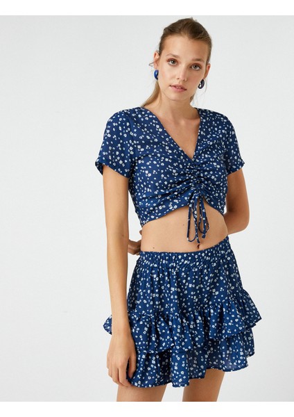 Çiçekli Crop Bluz