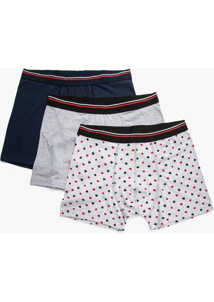 3'lü Boxer Pamuklu Desenli
