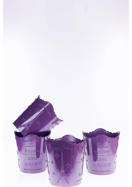 4'lü Eiffel Mürdüm Yuvarlak Organizer Sepet