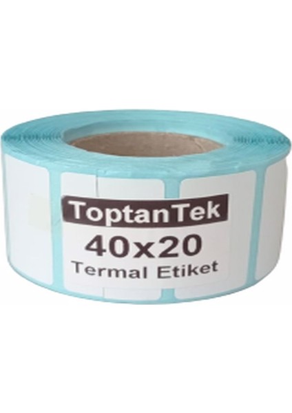 40X20 Termal Etiket, Genişlik 40 mm Yükseklik 20 Mm, 1 Rulo 1000 Sarım (Tam Metraj) 40X20+1