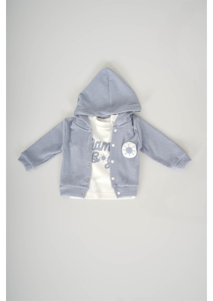 Unisex Bebek Kapşonlu 3lü Fitilli Takım