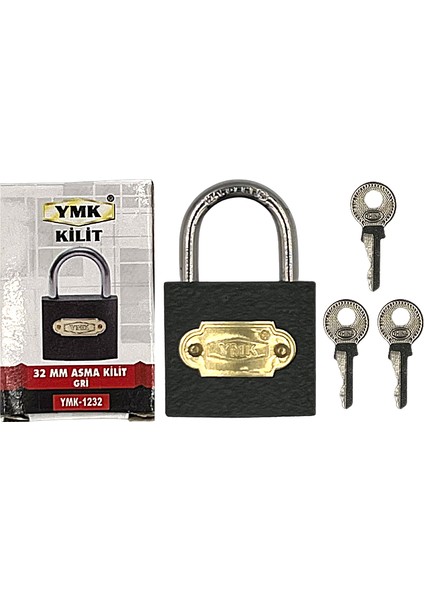 Ymk Kancalı Asma Kilit Kısa Gri 1 Paket ( 6 Adet ) 32 mm