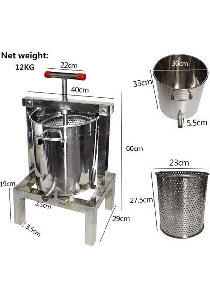Tfp 20 Paslanmaz Çelik 20 Litre Meyve Sıkım Presi ATALAR603
