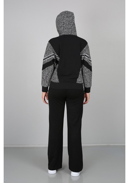Desenli Yarasa Kollu Kapüşonlu Fermuarlı Sweatshirt indirimleri